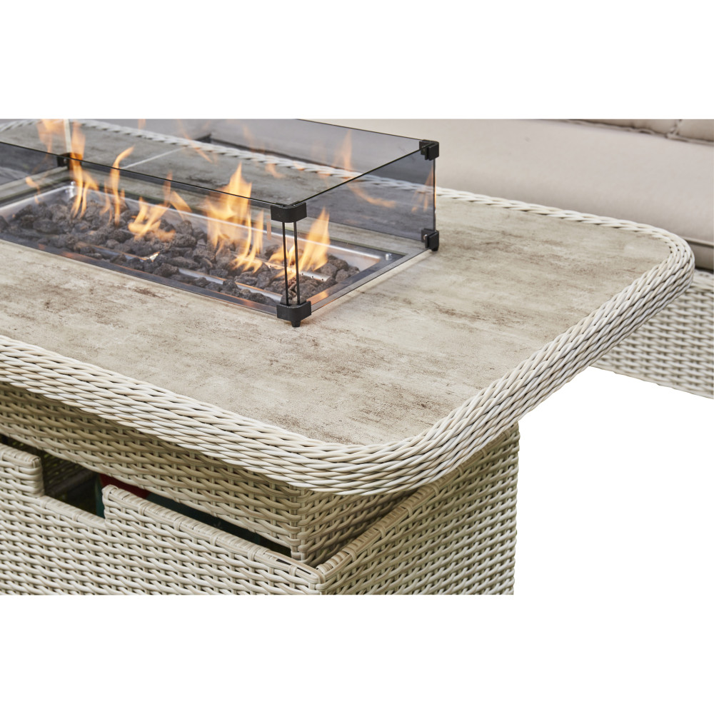 Malibu Corner Rising Firepit Dining Set 