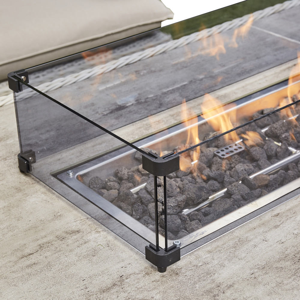 Malibu Corner Rising Firepit Dining Set 