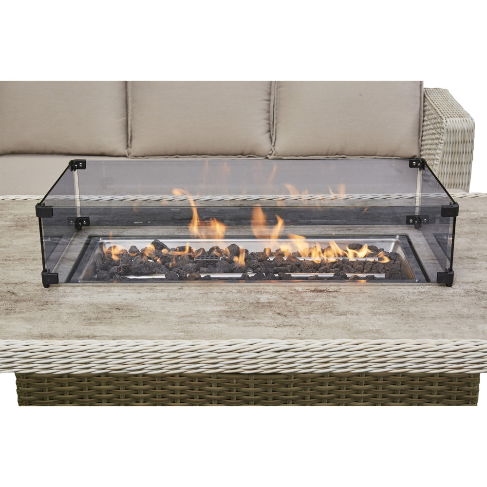 Malibu Corner Rising Firepit Dining Set 