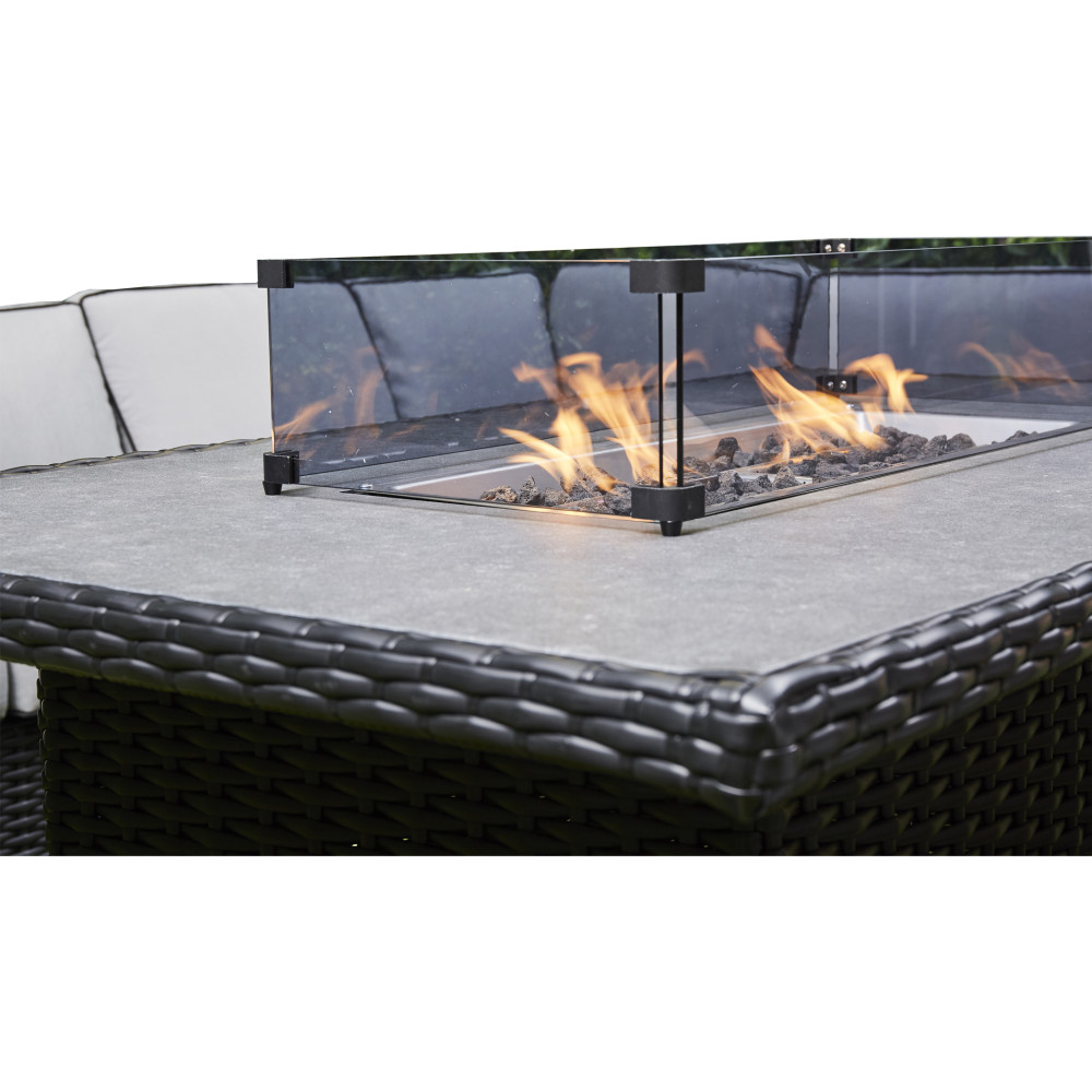 Manhattan Corner Rising Firepit Dining Set 