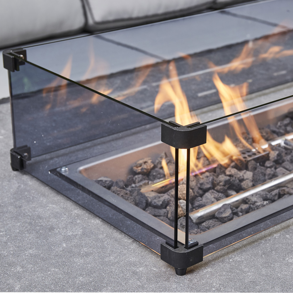 Manhattan Corner Rising Firepit Dining Set 