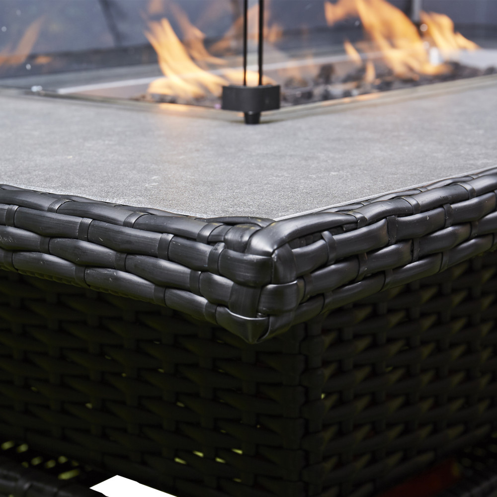 Manhattan Corner Rising Firepit Dining Set 