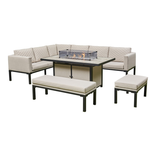 Bulgari Outdoor Rising Firepit Dining Set 