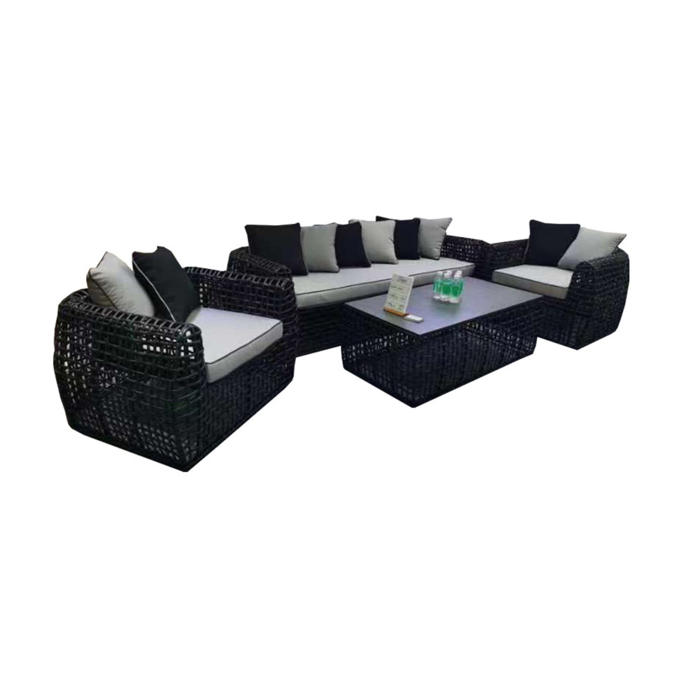 The Zen Black Rattan Corner Sofa Set 