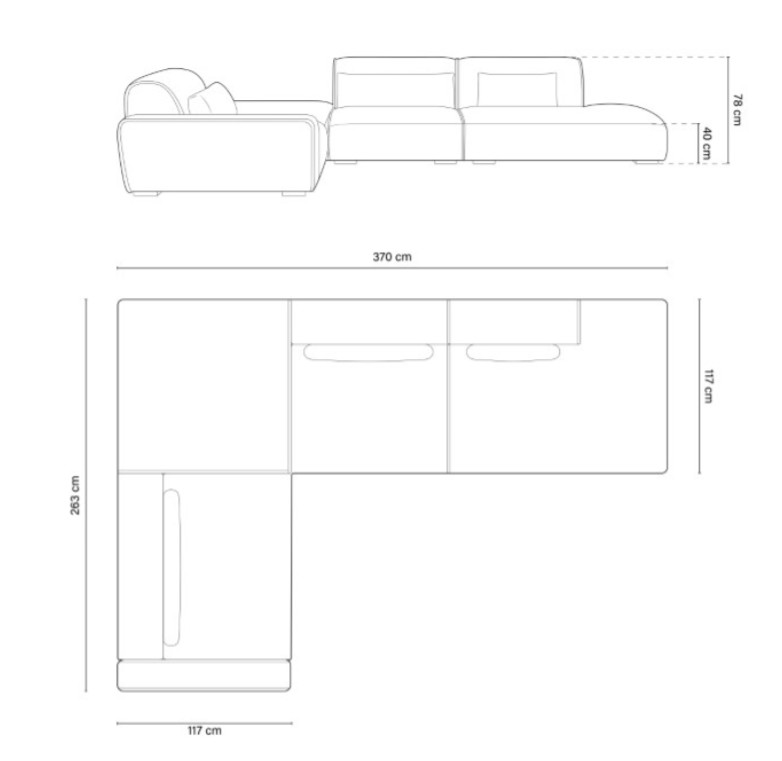 The Zeus Six Seater Open End Corner Sofa 