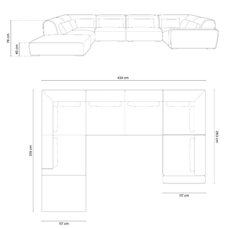 The Zeus Eight Seater U Shape Sofa 
