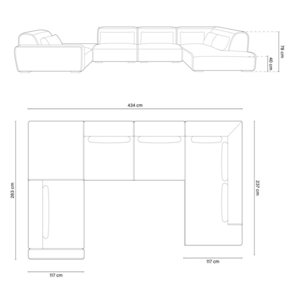 The Zeus Seven Seater U Shape Sofa 
