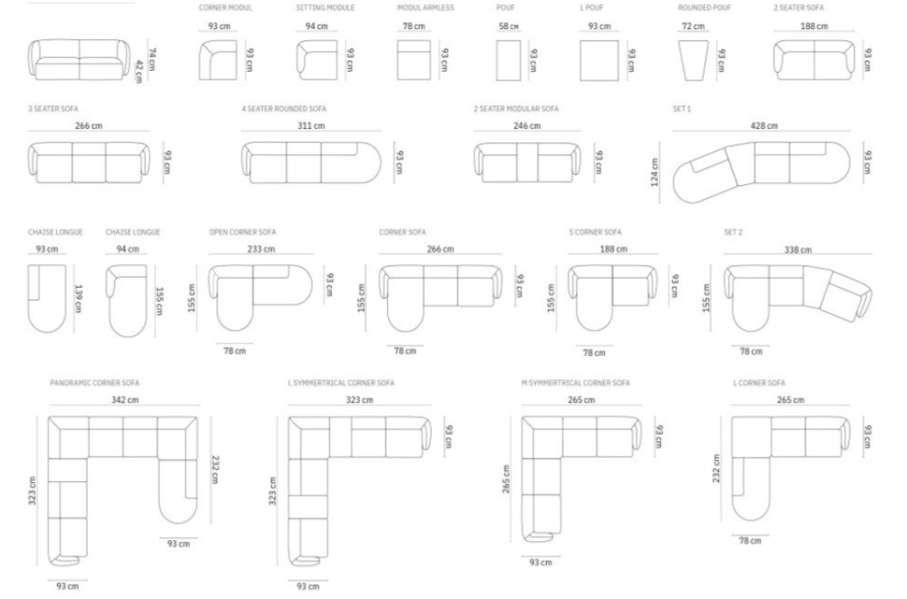 The Lusso Four Seater Open End Chaise Corner Sofa  